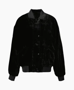 Alix The Label Bomberjack Ladies Woven Oversized Velvet Zwart