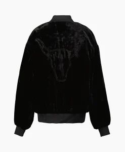 Alix The Label Bomberjack Ladies Woven Oversized Velvet Zwart