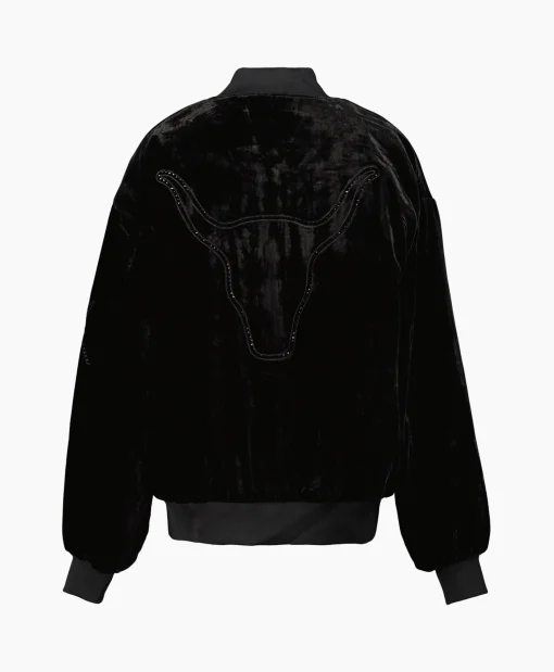 Alix The Label Bomberjack Ladies Woven Oversized Velvet Zwart