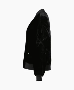 Alix The Label Bomberjack Ladies Woven Oversized Velvet Zwart