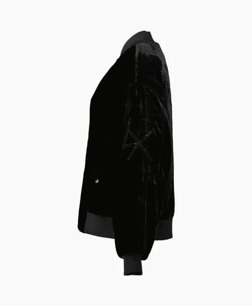 Alix The Label Bomberjack Ladies Woven Oversized Velvet Zwart