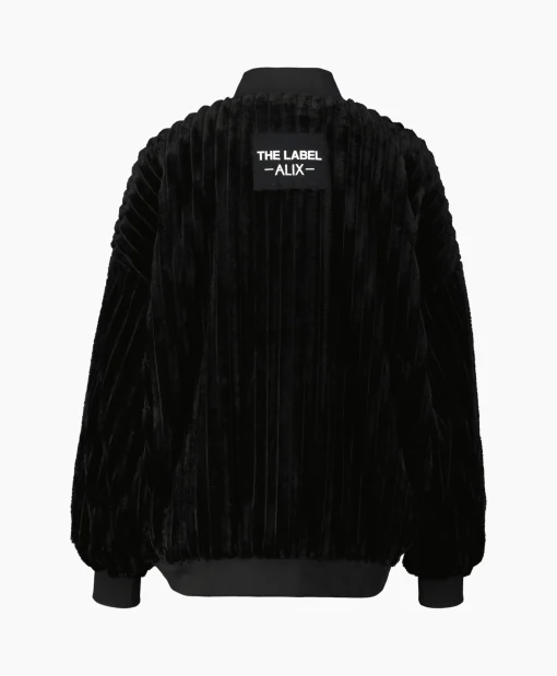 Alix The Label Jack Woven Rib Fur Bomber Zwart
