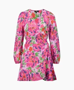 Alix The Label Jurk Ladies Woven Painted Flower Broderie Dress Print + 2 Kleurig