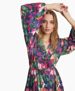 Alix The Label Mini Jurk Woven Camouflage Flower Zwart