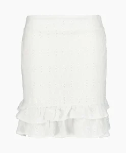 Alix The Label Minirok Knitted Jersey Broderie Skirt Off White