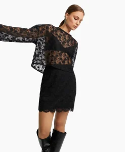 Alix The Label Minirok Ladies Woven Lace Mini Zwart
