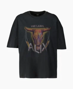 Alix The Label T-Shirt Korte Mouw Knitted Bull Zwart