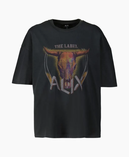 Alix The Label T-Shirt Korte Mouw Knitted Bull Zwart