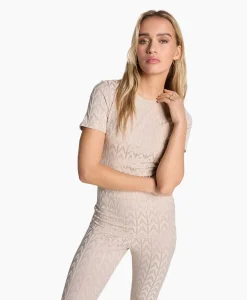 Alix The Label T-Shirt Korte Mouw Knitted A Jacquard Zand