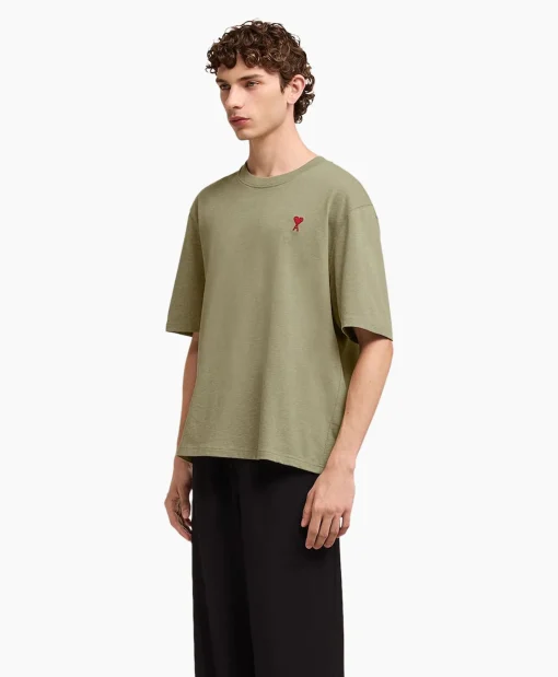 Ami Paris T-Shirt Korte Mouw Ami De Coeur Khaki