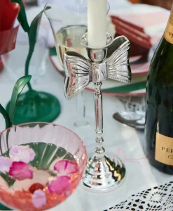 Anna+Nina Accessoires Lady Bow Candle Holder Zilver