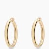 Anna+Nina Oorbellen Round Plain Hoop Earrings Silver Goldpla Goud