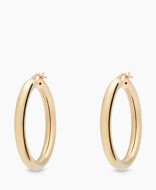 Anna+Nina Oorbellen Round Plain Hoop Earrings Silver Goldpla Goud