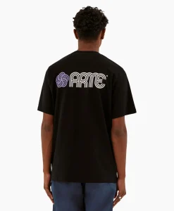 Arte Antwerp T-Shirt Korte Mouw Circle Flower Back Front Print Zwart