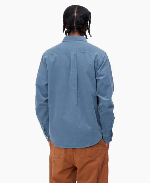 Carhartt Wip Overhemd L/S Madison Fine Cord Blauw