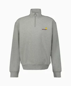Carhartt Wip Sweater Half Zip American Script Grijs