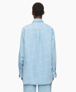 Closed Blouse Boxy Long Sleeve Licht Blauw