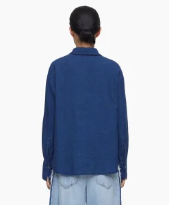 Closed Blouse Open Neck Blauw