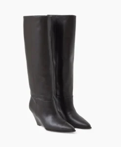 Closed Lange Laars Wedge Boot Donker Bruin