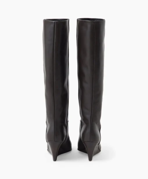 Closed Lange Laars Wedge Boot Donker Bruin