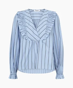 Co'Couture Blouse Ivana Smock Frill Blauw