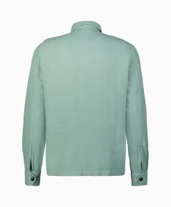 Cp Company Overshirt Broken Linen Cotton Groen