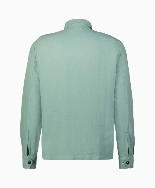 Cp Company Overshirt Broken Linen Cotton Groen