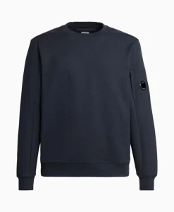 Cp Company Sweater Diagonal Raised Fleece Donker Blauw