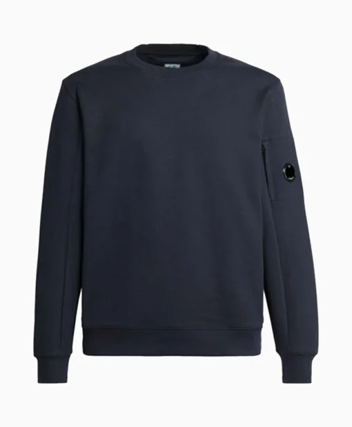 Cp Company Sweater Diagonal Raised Fleece Donker Blauw