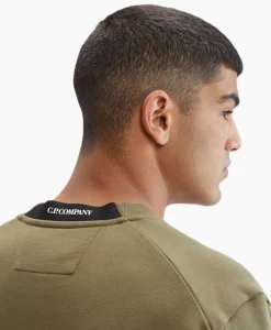 Cp Company Sweater Diagonal Raised Fleece Groen