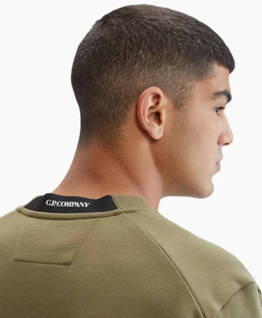 Cp Company Sweater Diagonal Raised Fleece Groen