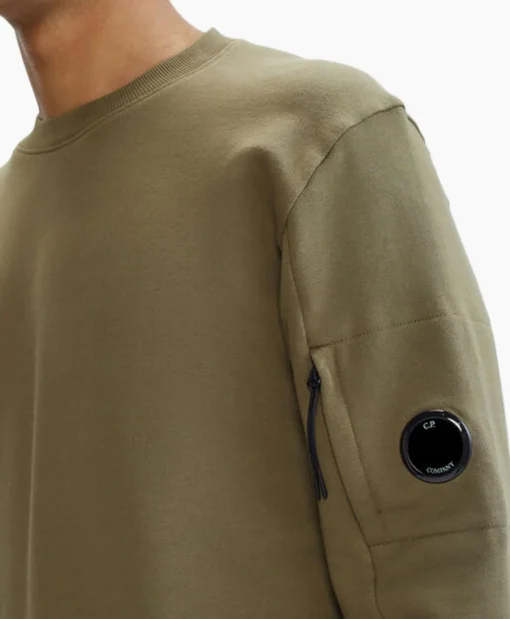 Cp Company Sweater Diagonal Raised Fleece Groen