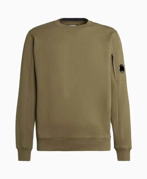 Cp Company Sweater Diagonal Raised Fleece Groen