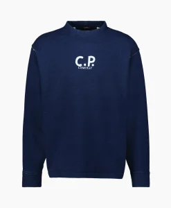 Cp Company Sweater Indigo Fleece Blauw