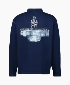 Cp Company Sweater Indigo Fleece Blauw