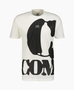 Cp Company T-Shirt Korte Mouw Jersey Relaxed Logo Wit