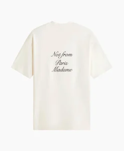 Drole De Monsieur Le T-Shirt Sloga Cursive Off White