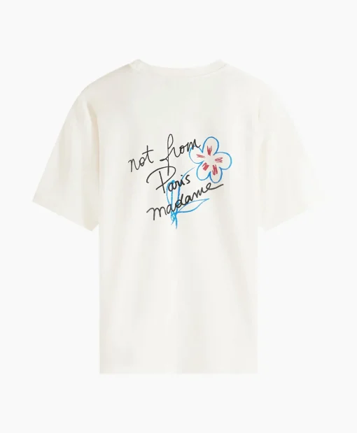Drole De Monsieur Le T-Shirt Slogan Esquisse Ecru