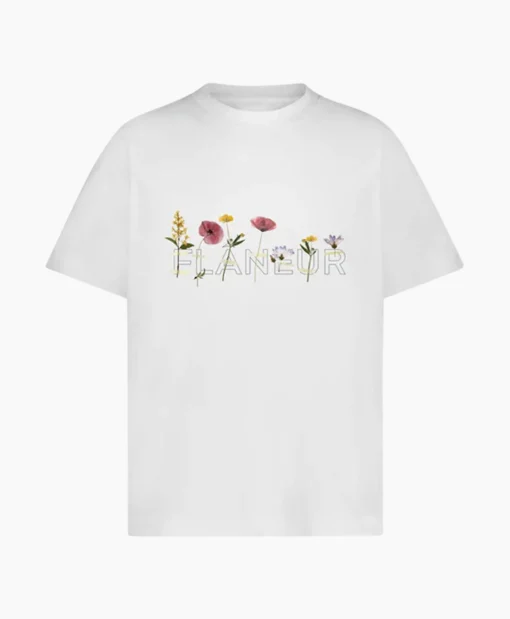 Flaneur T-Shirt Korte Mouw Botanical Wit
