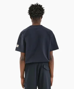 Flaneur T-Shirt Korte Mouw Atelier Sleeve Amblem Donker Blauw