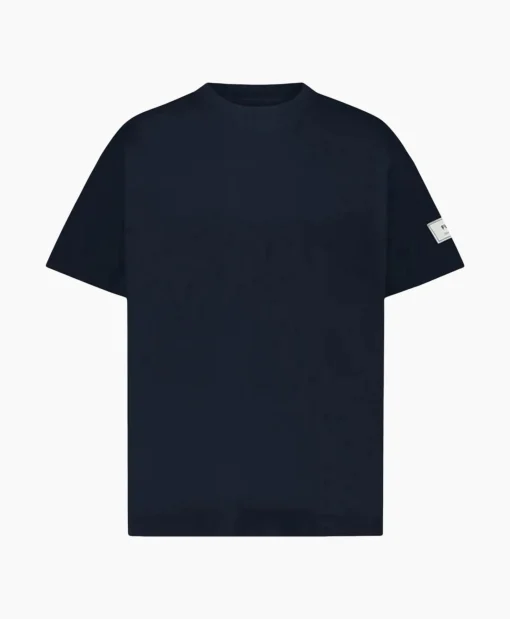 Flaneur T-Shirt Korte Mouw Atelier Sleeve Amblem Donker Blauw