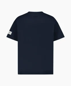 Flaneur T-Shirt Korte Mouw Atelier Sleeve Amblem Donker Blauw