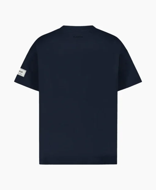 Flaneur T-Shirt Korte Mouw Atelier Sleeve Amblem Donker Blauw