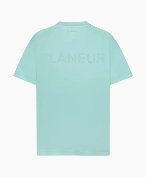 Flaneur T-Shirt Korte Mouw Tonal Logo Blauw