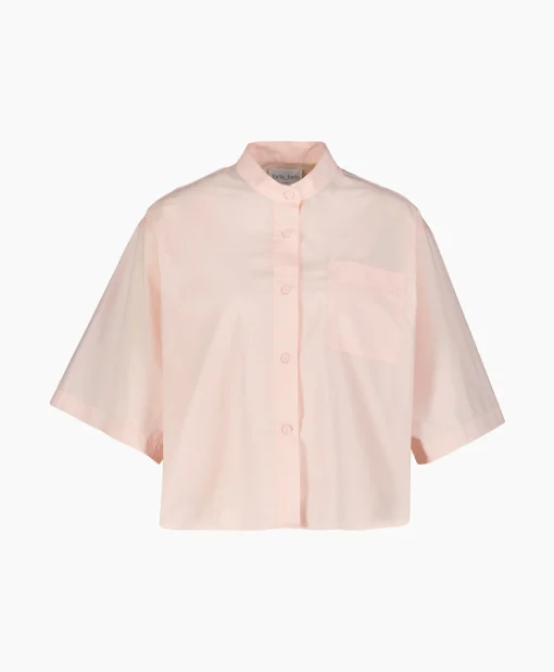 Forte_Forte Blouse Bci Cotton Popeline Half Sleeves Rose
