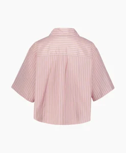 Forte_Forte Blouse Chic Striped Taffetas Half Sleeves Boxy Rose