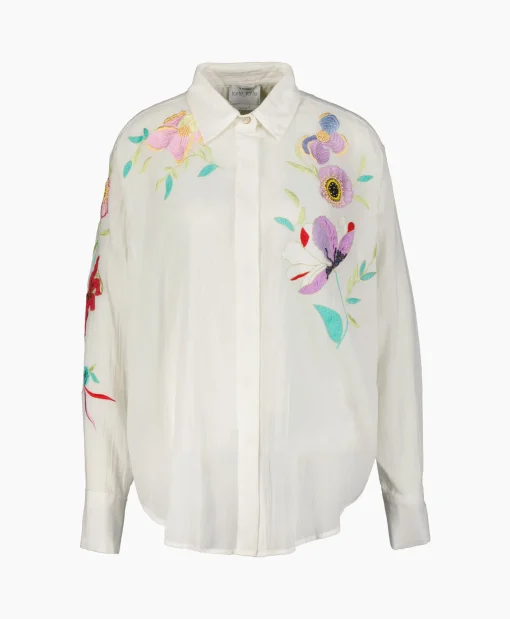 Forte_Forte Blouse Heaven Embroidery Cotton Voile Wit