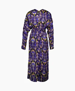 Forte_Forte Midi Jurk Print Satin Dress Norther Light Paars