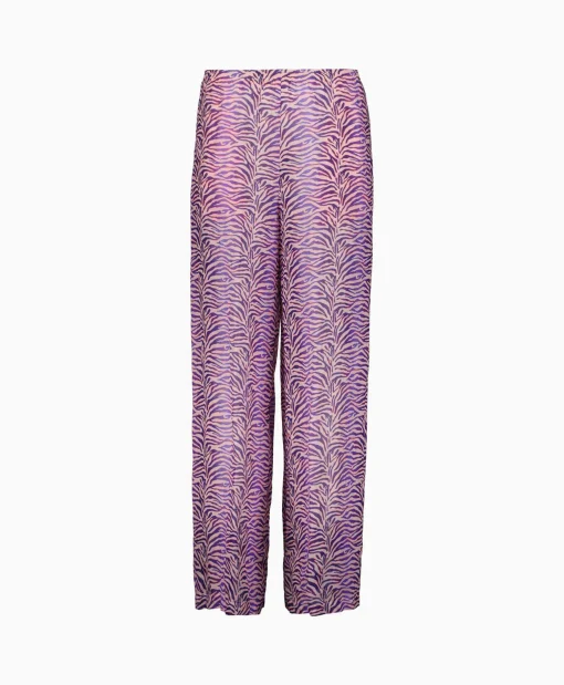 Forte_Forte Pantalon Heartbeat Print Ramie Muslin Paars