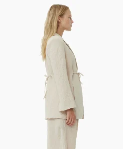 Ganni Blazer Textured Suiting Tiestring Beige